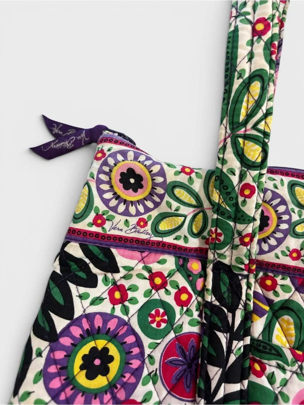 Vera Bradley Paisley Pink Green and Purple Floral Quilted Tote